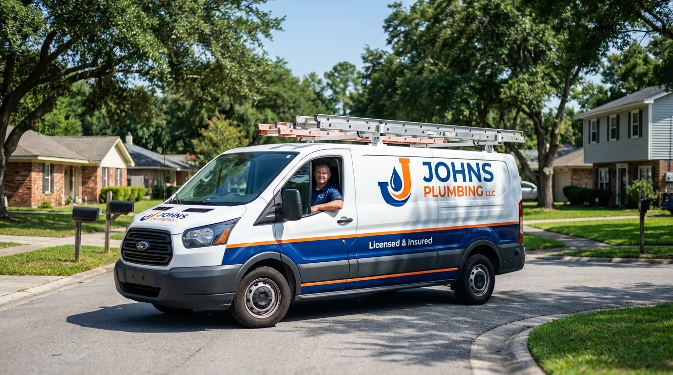 Johns Plumbing LLC service van in Columbiana, AL