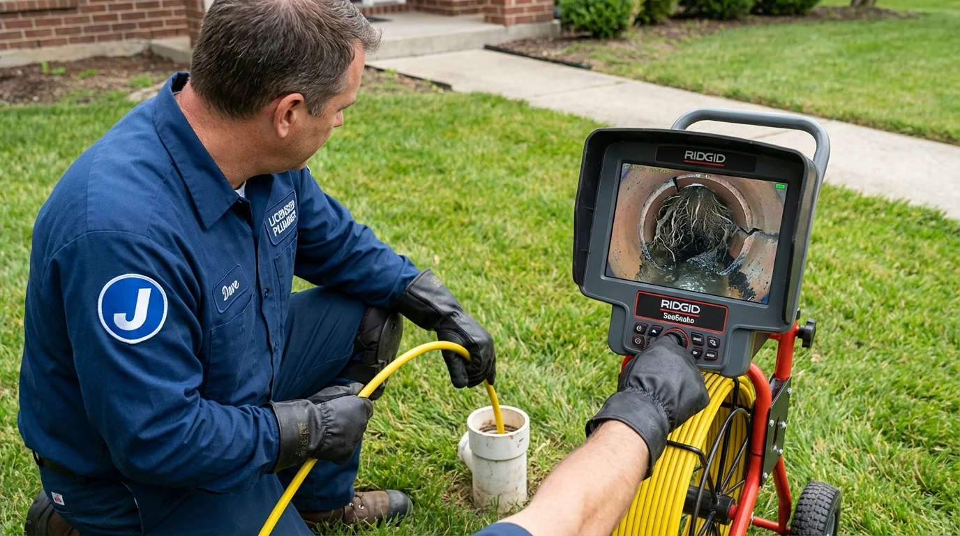 Sewer camera inspection being performed by Johns Plumbing LLC in Columbiana